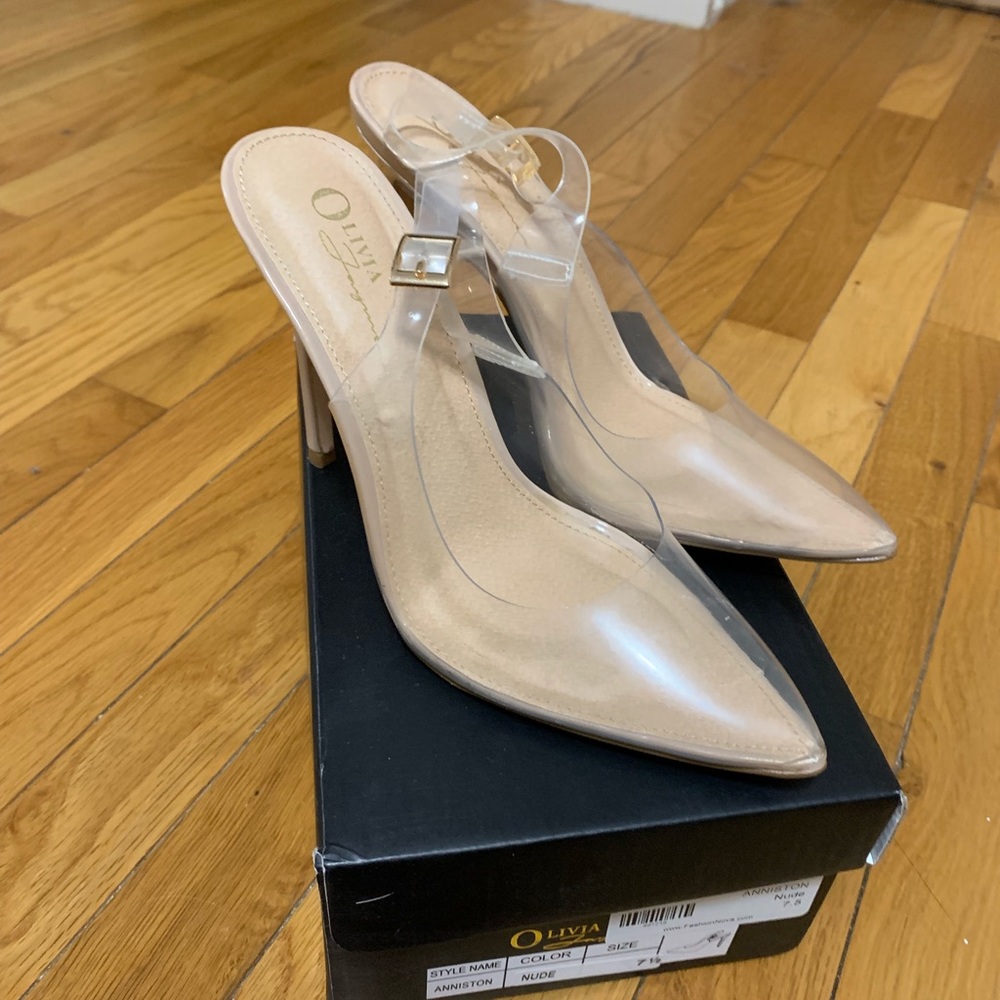 Fashion nova clear sling back pumps